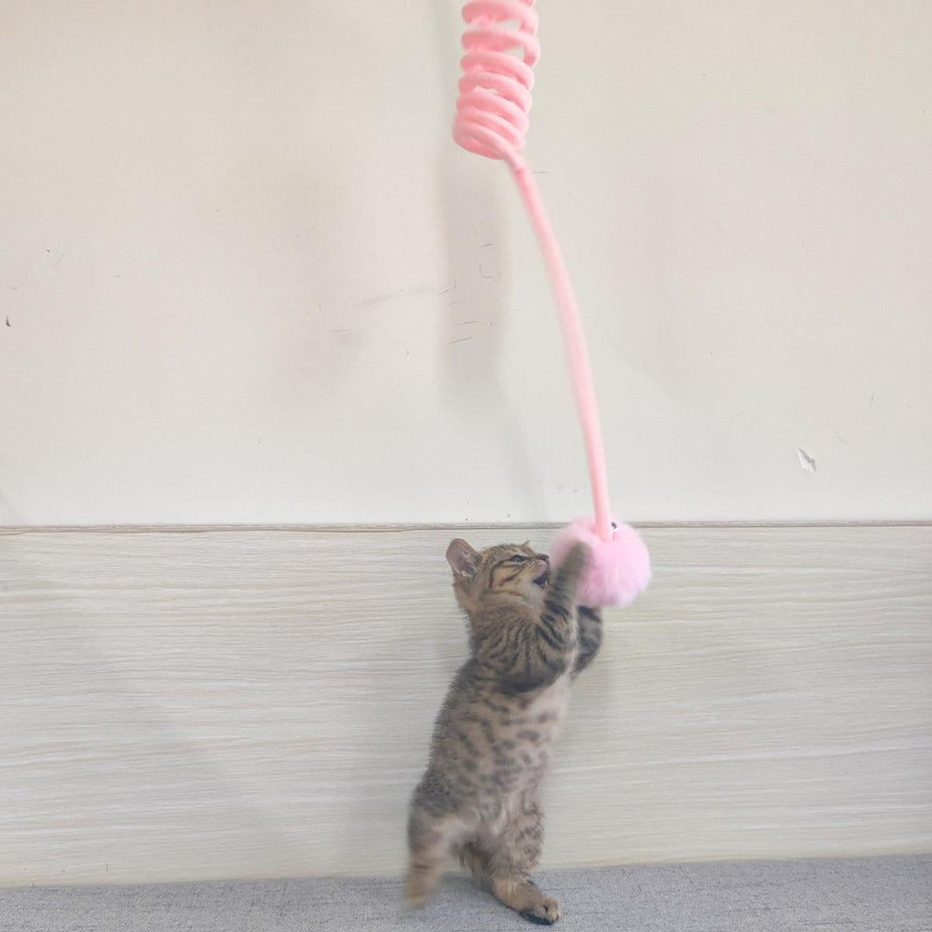Interactive Plush Cat Toy With Self-Hi Sucker And Spring Rabbit Hair Ball