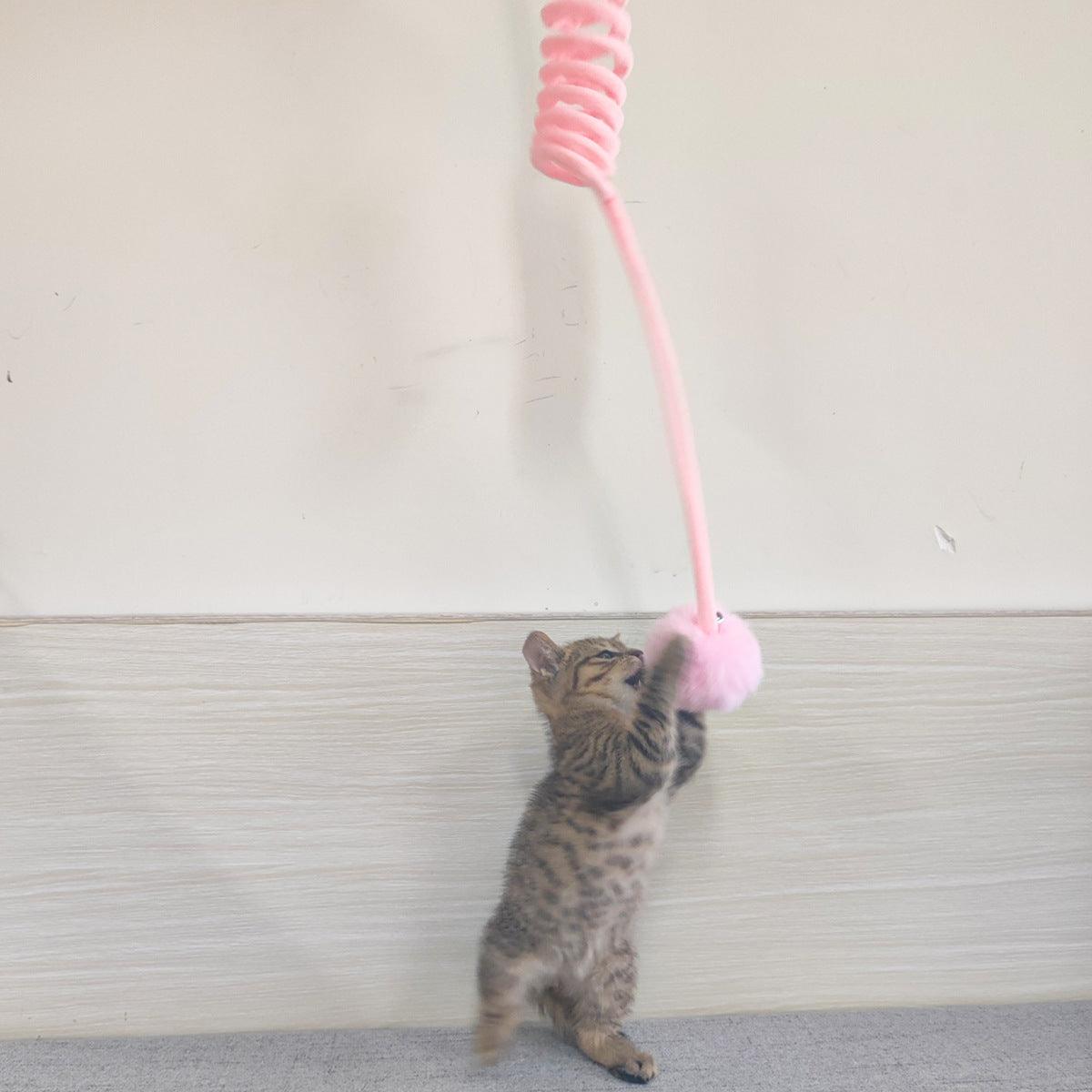 Interactive Plush Cat Toy With Self-Hi Sucker And Spring Rabbit Hair Ball