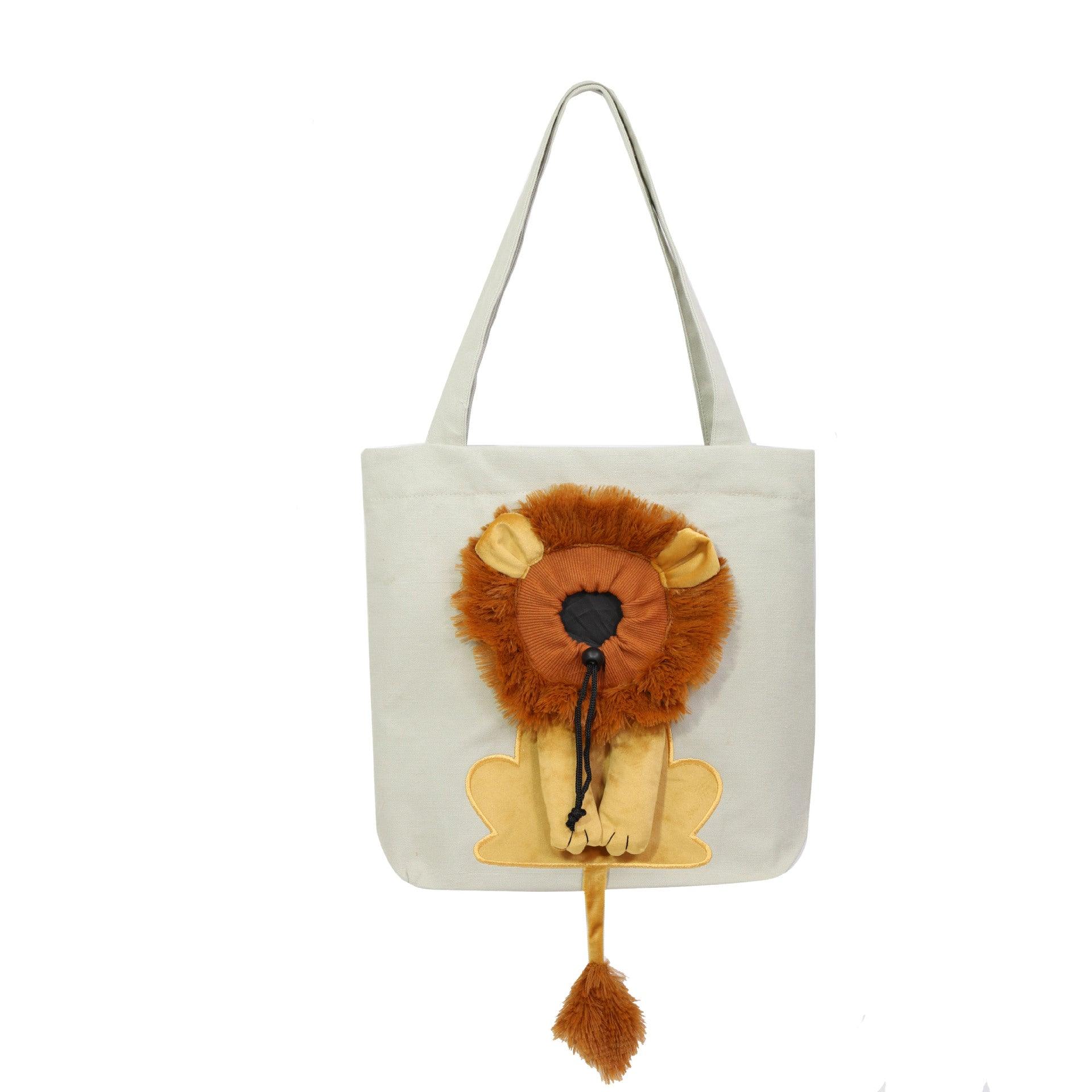 Lion Design Pet Carrier: Portable, Breathable, And Stylish For Travel With Your Furry Friend