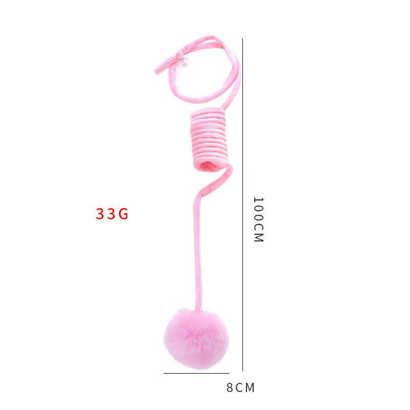 Interactive Plush Cat Toy With Self-Hi Sucker And Spring Rabbit Hair Ball