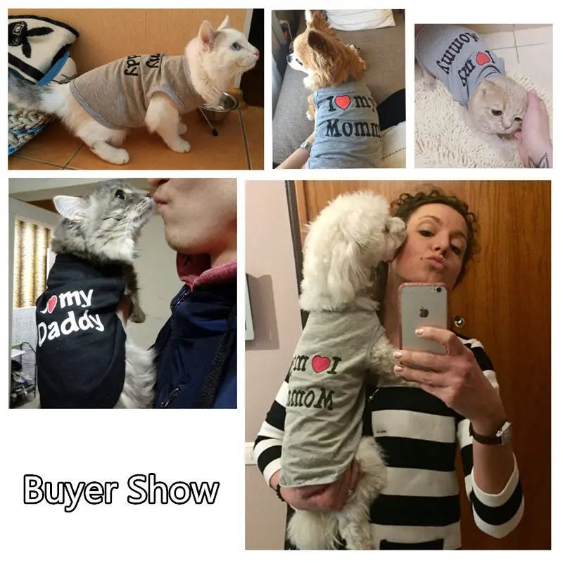 These cute t-shirts are the perfect shirts for outdoor playtime. Soft cotton allows your fur baby  to stay cool and stylish at the same time. They fit cats and small breed dogs like Chihuahuas or Yorkies. With several colors