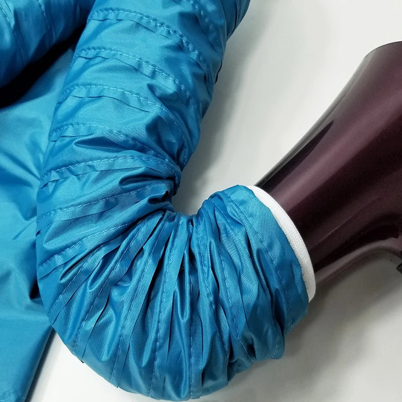 Portable Pet Drying Bag   The Air-Flow Drying Wrap  Connect any standard blow dryer to this specialized bag to create a gentle, warm-air cocoon for your pet. The uniform air distribution dries even the thickest coats in minut