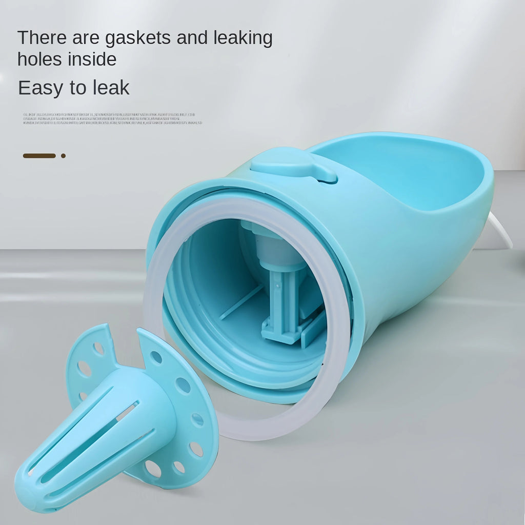 Portable Pet Water Bottle with Storage For Food and Water.  This Portable Travel Bottle Makes a Day Out Simple. With a Storage Space for Both Food and Water there's Less To Carry.
