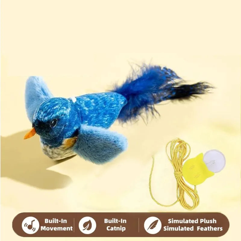This is The Perfect Toy To Provide Hours of Fun for Your Fur Baby.  This Little Birdie Emulates Bird Sounds to Amuse, Elastic Rope to Relieve Boredom, and it's Resistant To Scratching and Biting'