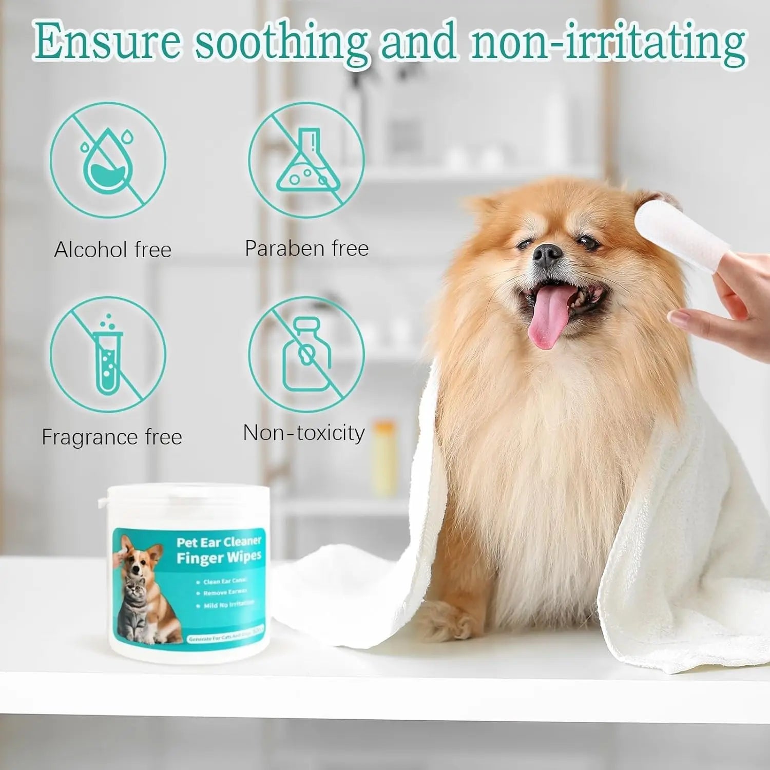 Ear Wipes, Ear Cleaner Finger Wipes for Cats and Dogs, Soft & Easy to use. Make cleaning your furry friends ears a breeze with these gentle cleaning wipes.