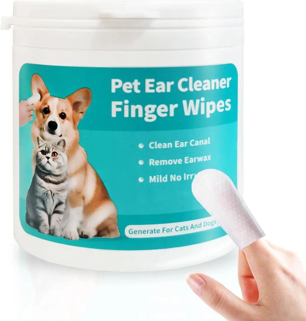 Ear Wipes, Ear Cleaner Finger Wipes for Cats and Dogs, Soft & Easy to use. Make cleaning your furry friends ears a breeze with these gentle cleaning wipes.