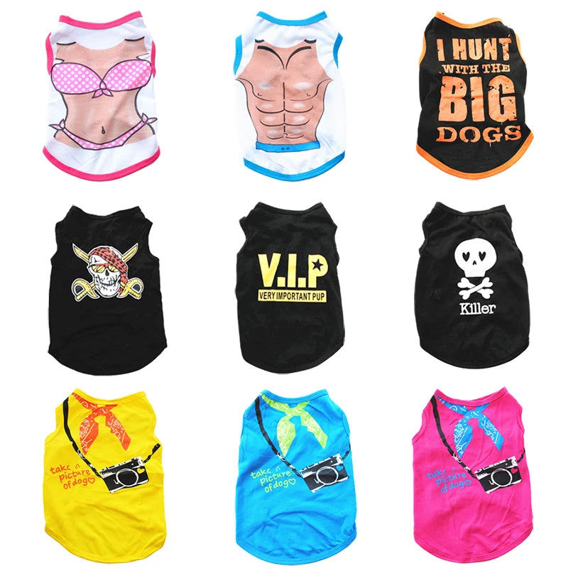 100% Cotten Printed T-Shirts     These Adorable Shirts Come in Sizes XS-L.   With A Variety of Prints to choose from you can match your fur baby with your style or mood for the day.
