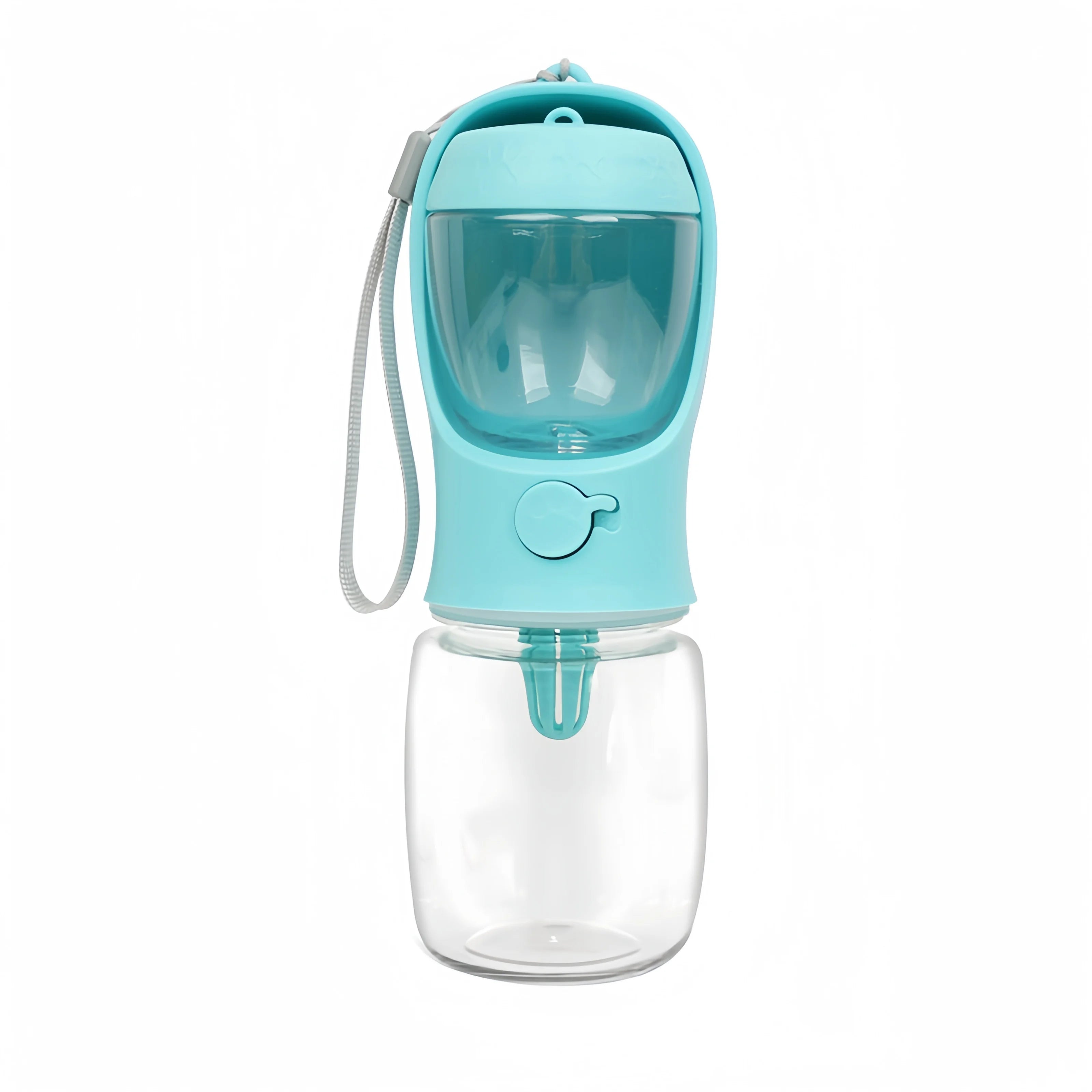 Portable Pet Water Bottle with Storage For Food and Water.  This Portable Travel Bottle Makes a Day Out Simple. With a Storage Space for Both Food and Water there's Less To Carry.