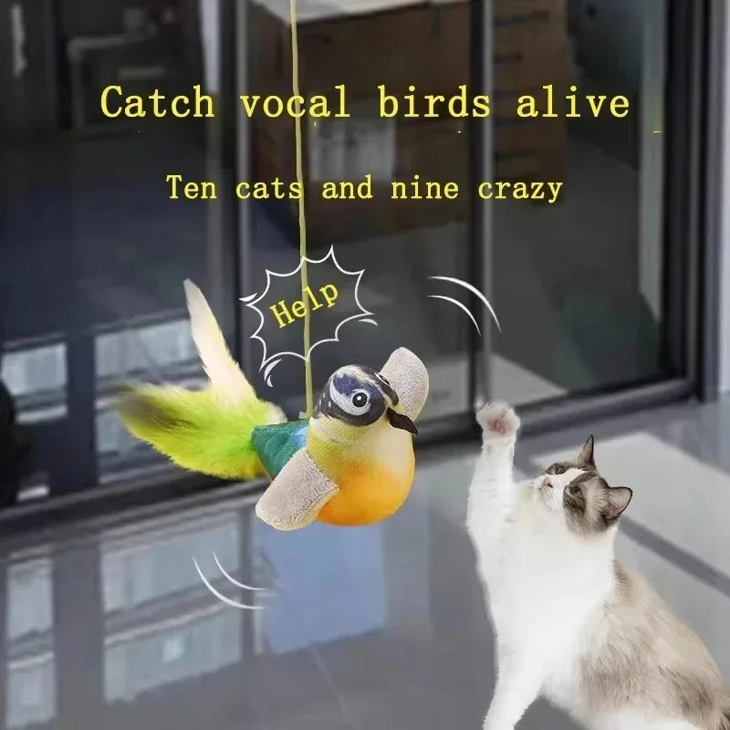 This is The Perfect Toy To Provide Hours of Fun for Your Fur Baby.  This Little Birdie Emulates Bird Sounds to Amuse, Elastic Rope to Relieve Boredom, and it's Resistant To Scratching and Biting'
