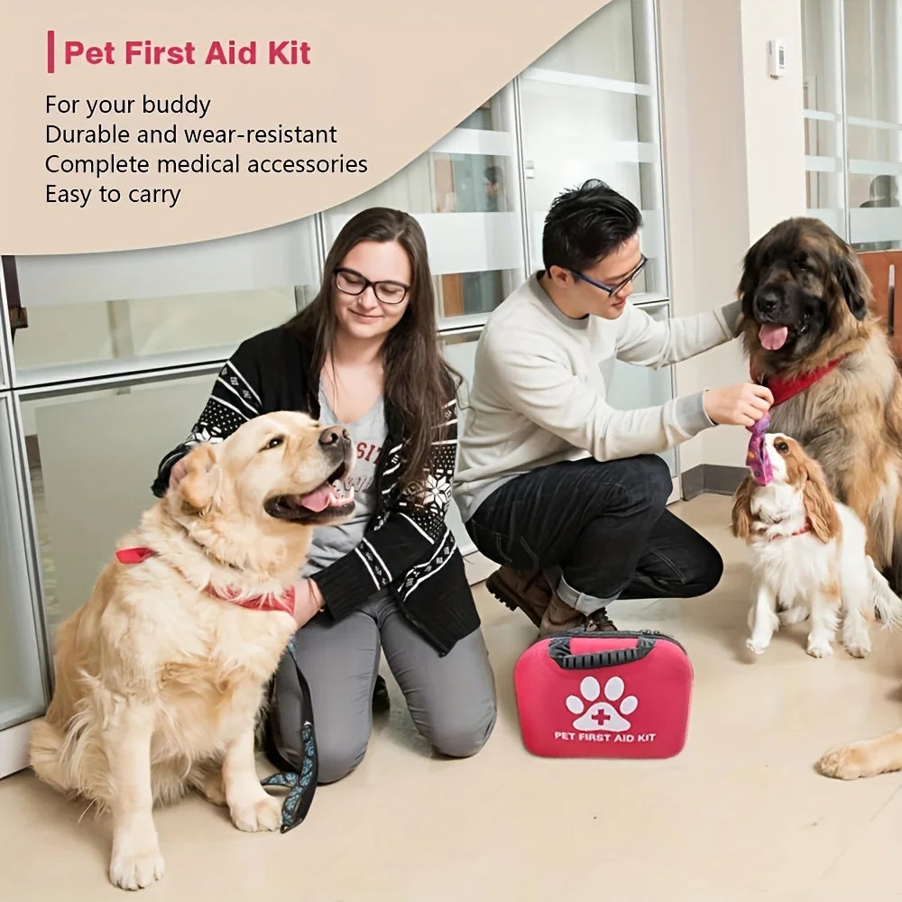 Pet First Aid Kit: Contains emergency supplies and an emergency blanket, suitable for hiking, camping, and backpacking. This emergency pet bag has everything you need to help your fur baby in case of an accident. It's a must