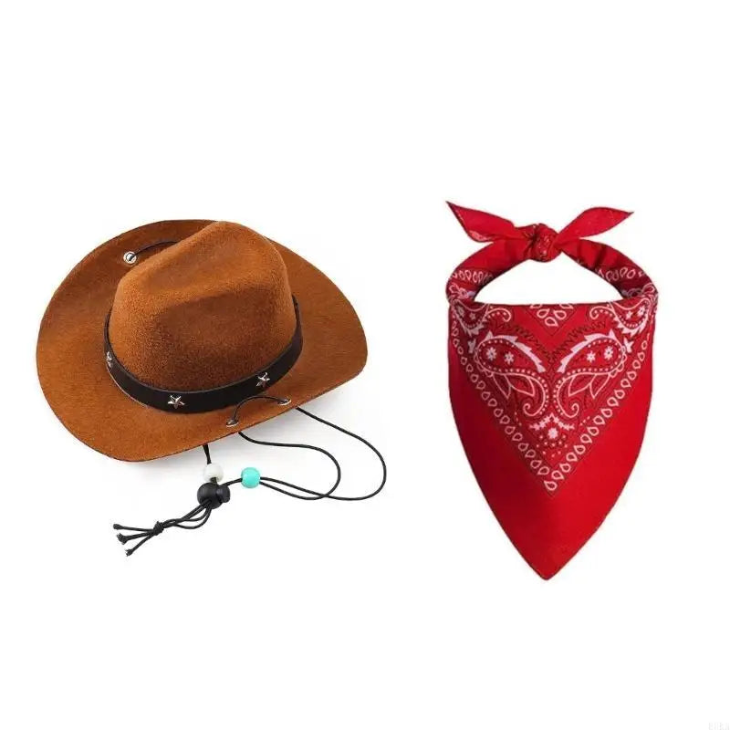 Dog Cowboy Costume    This Adorable Cowboy Hat and Bandana adds Extra Cuteness to any Already Cute Fur Baby. With Multiple Colors to Choose from You can Match Them to Any Themed Party or Pictures.