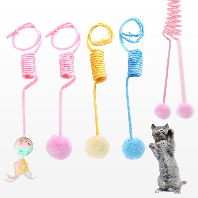 Interactive Plush Cat Toy With Self-Hi Sucker And Spring Rabbit Hair Ball