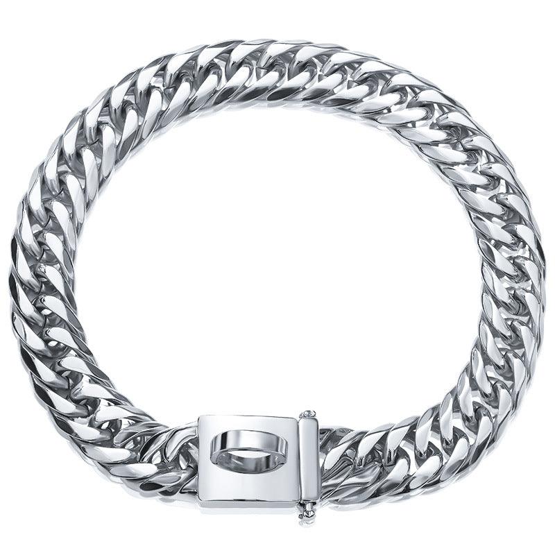 Gold Stainless Steel French Pitbully Dog Collar Leash - Stylish And Durable Pet Chain