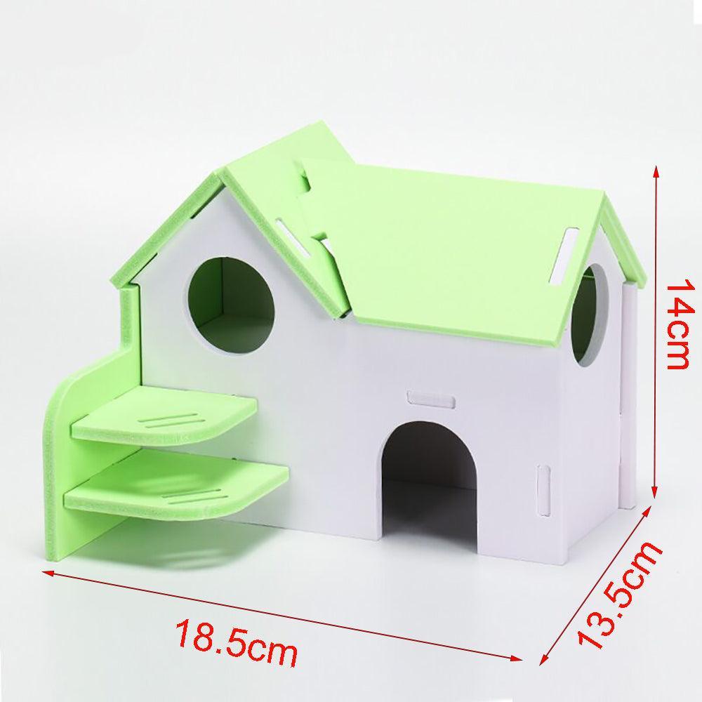 Colorful Double-Storey Hamster Sleeping Nest: A Stylish Wooden Villa Toy For Small Pets