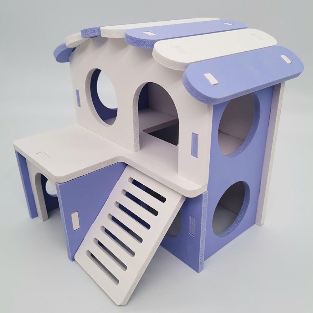Colorful Double-Storey Hamster Sleeping Nest: A Stylish Wooden Villa Toy For Small Pets