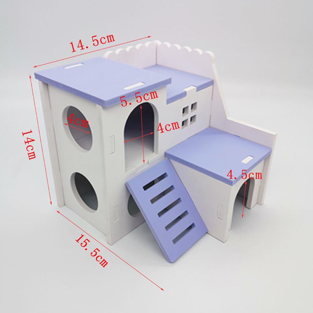 Colorful Double-Storey Hamster Sleeping Nest: A Stylish Wooden Villa Toy For Small Pets
